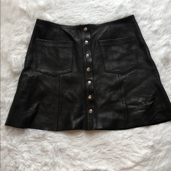 SOLD! Reformation 100% leather black Tucson skirt - Picture 2 of 7